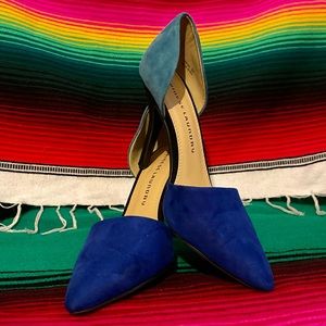 Gently used Chinese Laundry Heels
Size: W8
Two Toned Suede Heels Royal Blue/Teal